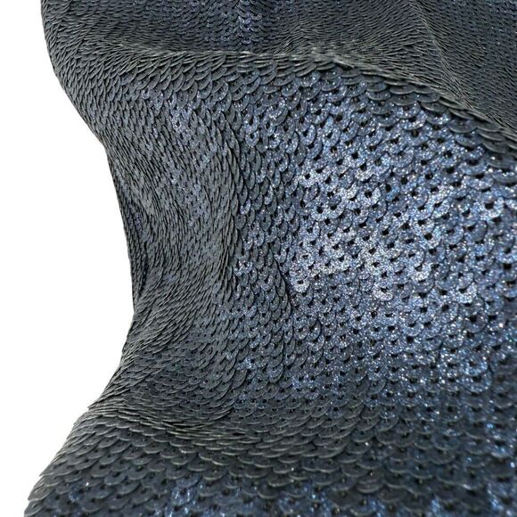 Halston Skirt Sequin Pencil Navy Blue Sparkle Womens Size 8 Formal Knee Length - Picture 3 of 7